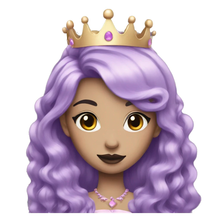 goth princess with crown half pastel pink and half pastel purple hair sticker