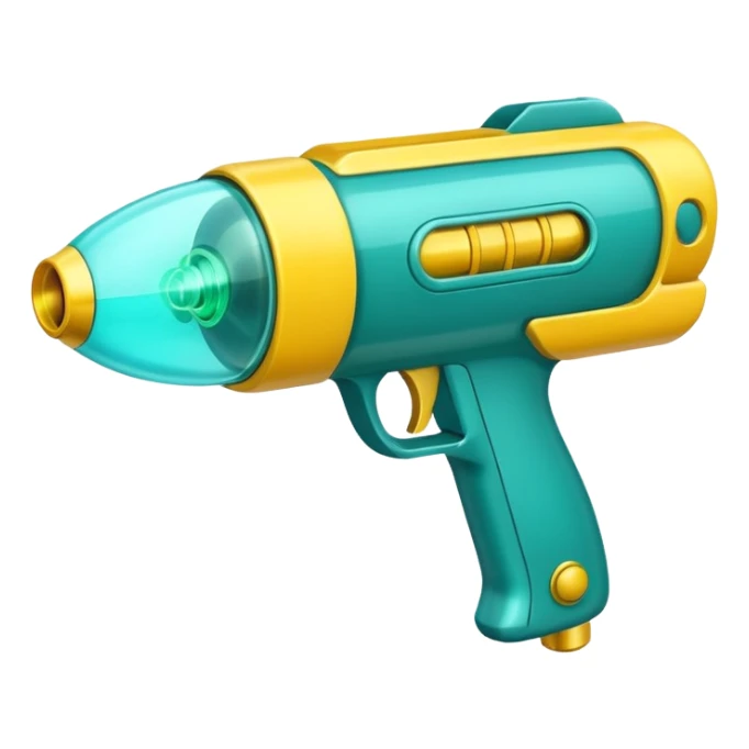 Cartoony Teal and yellow plasma ray gun sticker
