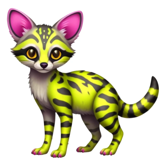 randomly colored colorful cute neon-colored brightly colored Fakémon-Fionbri-Vernid-Genet-creature with markings (full body) sticker