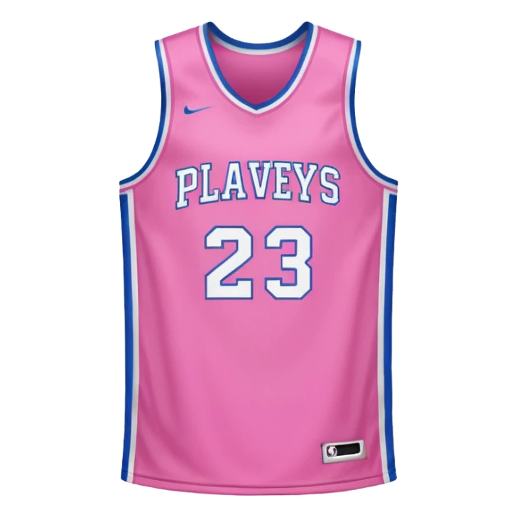 pink basketball jersey with the text PLAVLEYS 23 and white stripes sticker