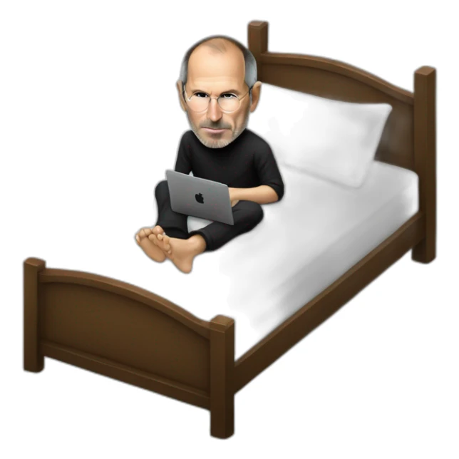 steve jobs acostado en la cama sticker