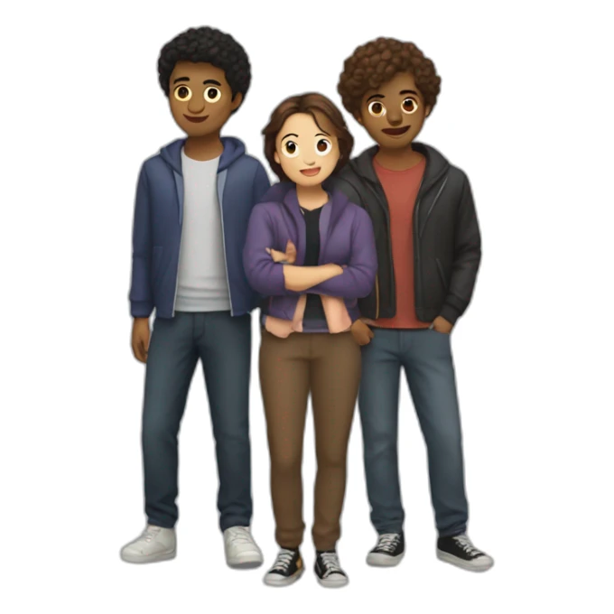 drama team with Agathe, Tung, Harry, and Clement sticker