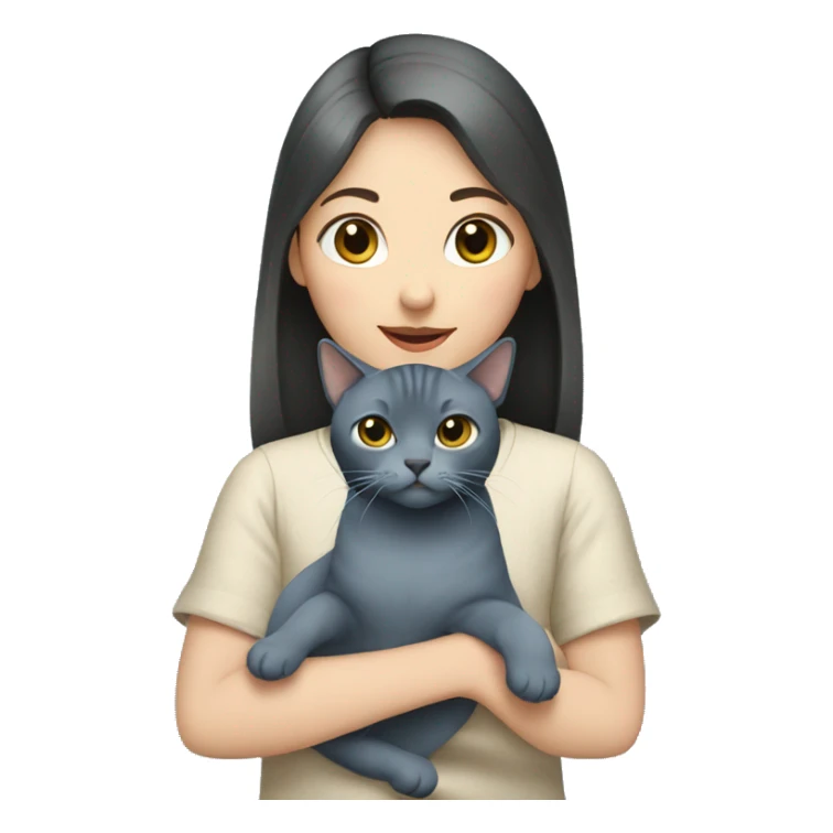 Japanese girl holding Two Russian Blue cats sticker