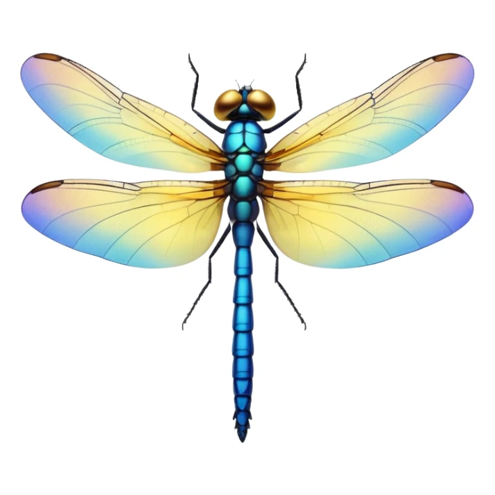 O libelula cu galben in mijloc si albastru pe varful aripilor sticker