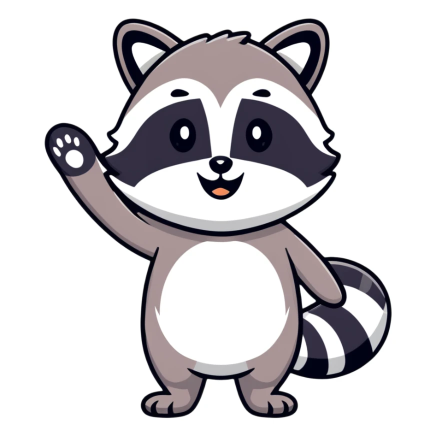 raccoon waving enthusiastically sticker