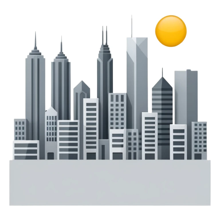minimalist emoji of a megapolis with buildings sticker