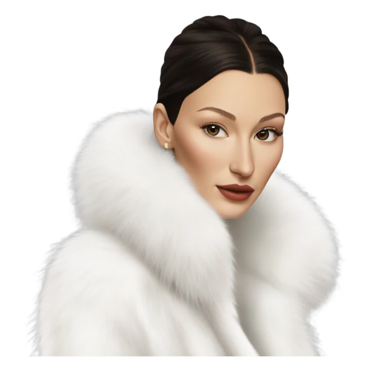 Bella hadid in white fur, minimalist style  sticker