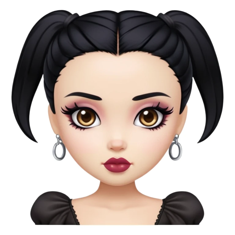gothic pretty bratz baddie, black hair sticker