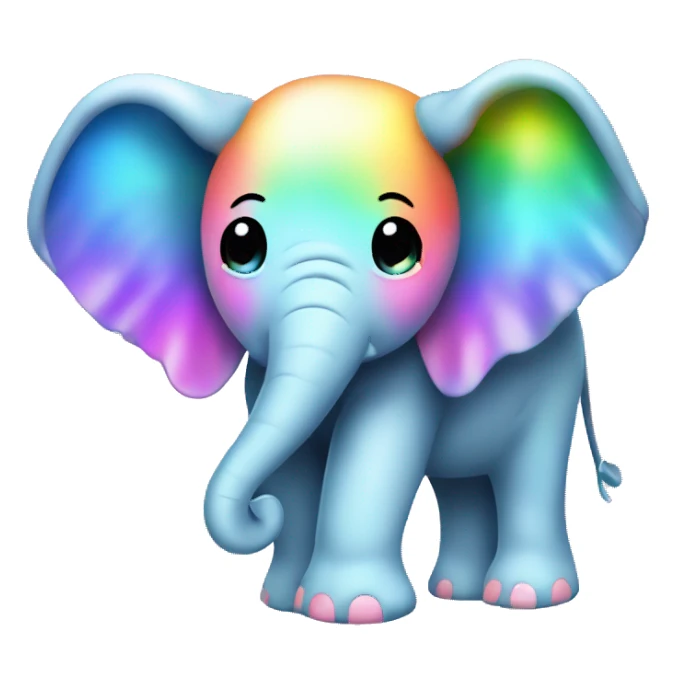 Kawaii bedazzled pastel neon rainbow elephant sticker
