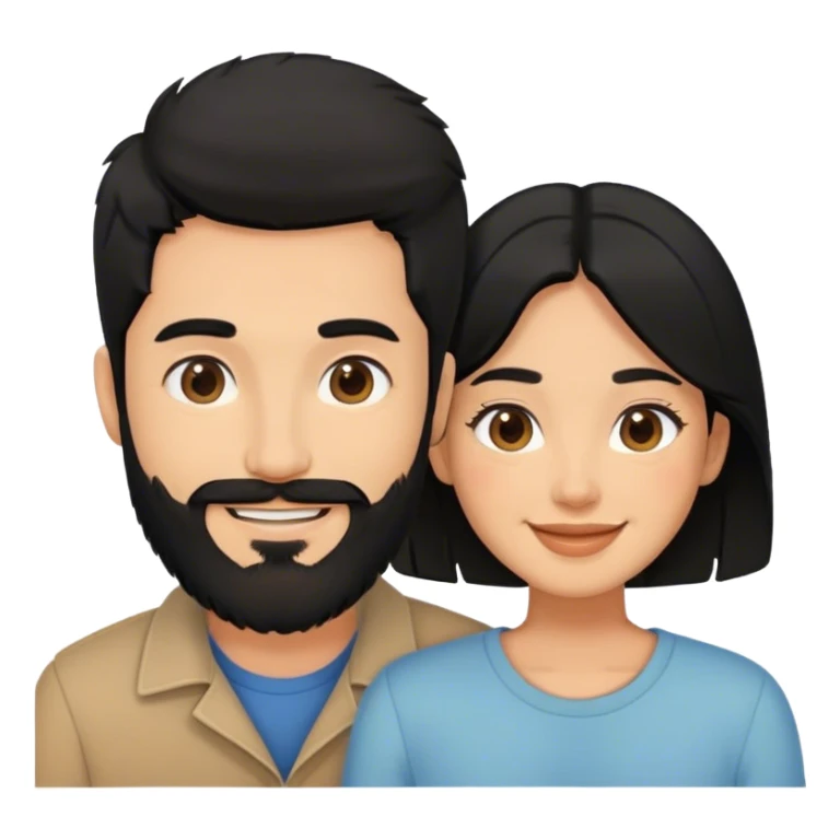 feature couple with soft life aesthetic, black hair, beard for the man  sticker