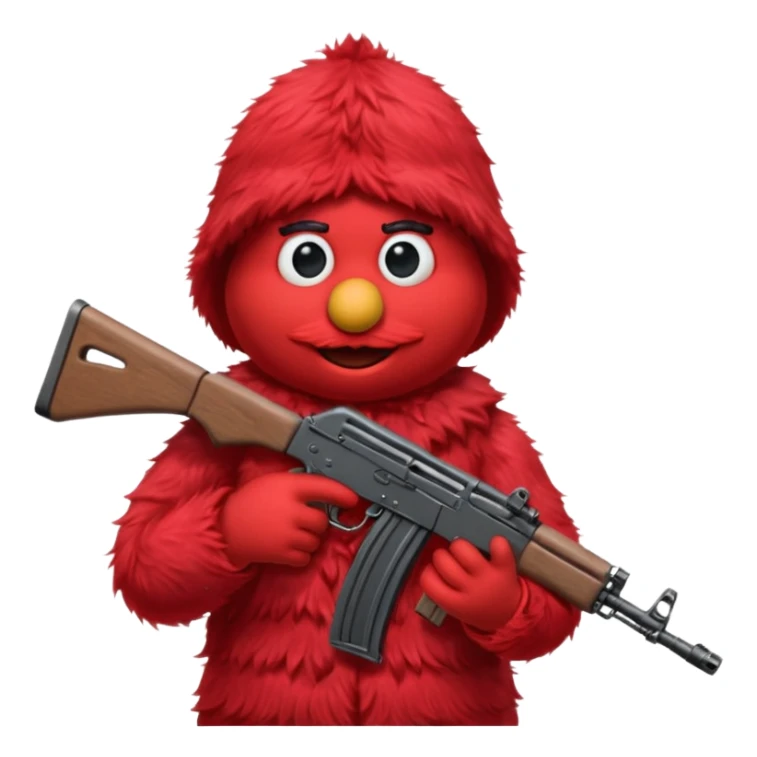 elmo with an AK47 and an bivak sticker