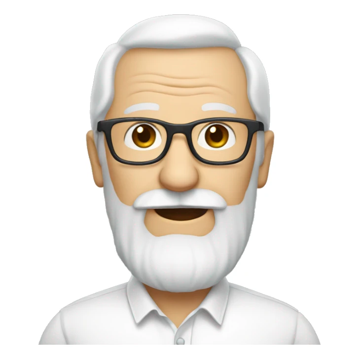 White old man with long white beard and glasses and white shirt sticker
