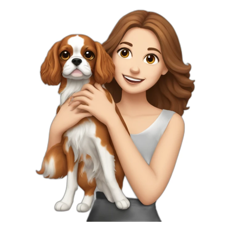 white girl holding cavalier king charles spaniel  sticker