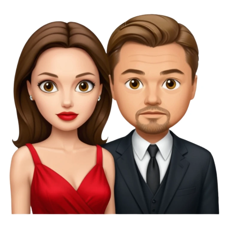 leonardo di caprio and Angelina Jolie in a red dress sticker