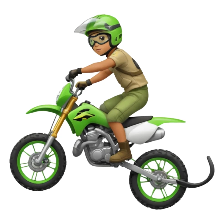 Green dirtbike with rider doing wheely sticker