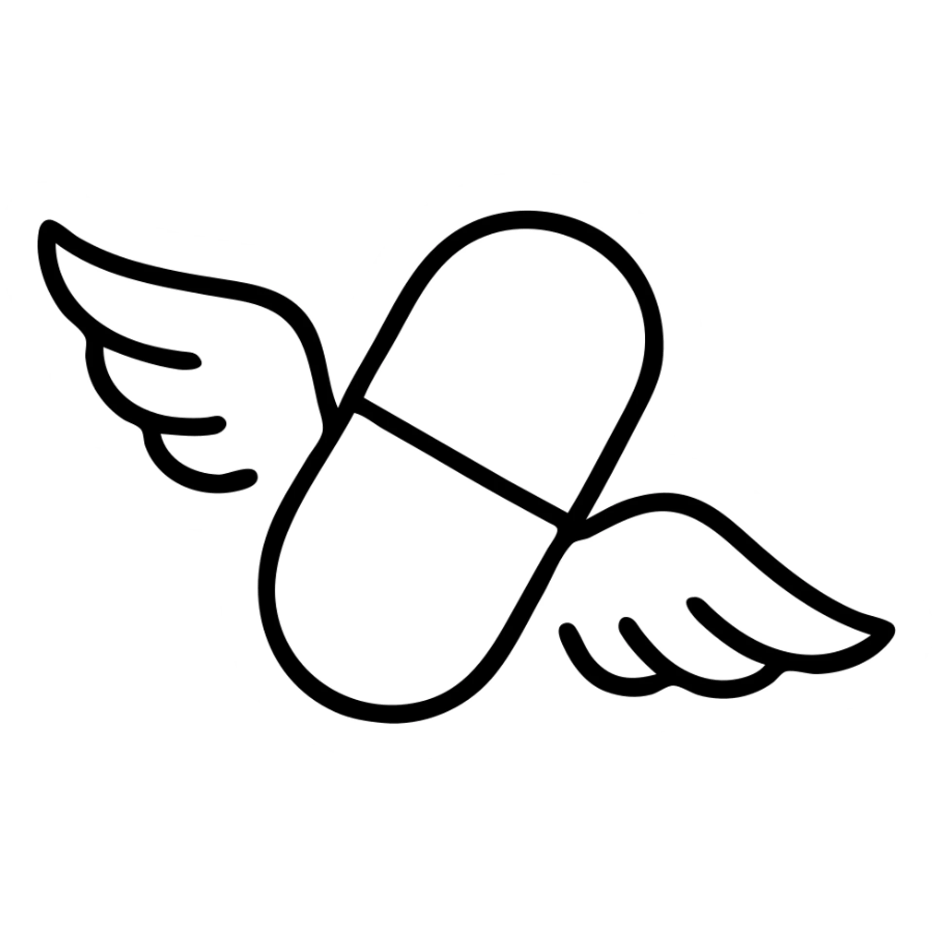 Medicine pill or capsule with wings flying sticker