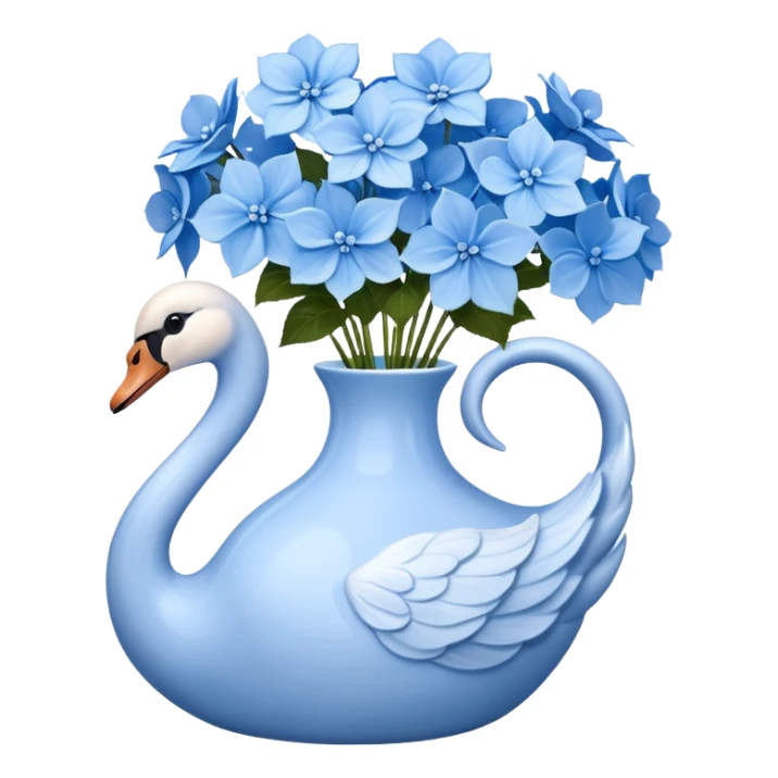 Light blue swan shaped vase with blue flowers in it sticker