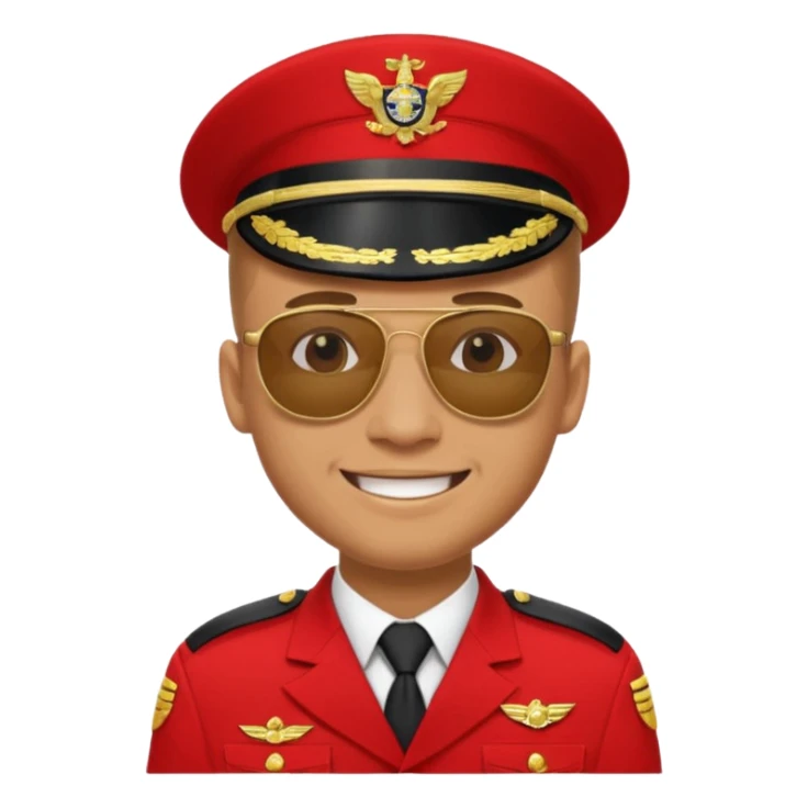 Smiling military man with sunglasses in red uniform sticker