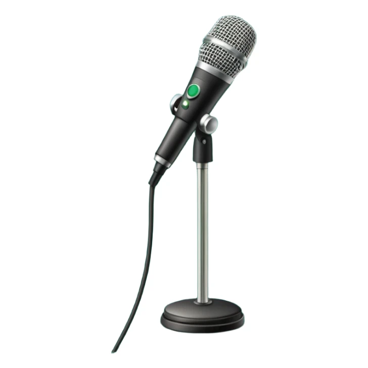 dark green microphone on stand, classic shape, minimalist, no emojis or faces sticker