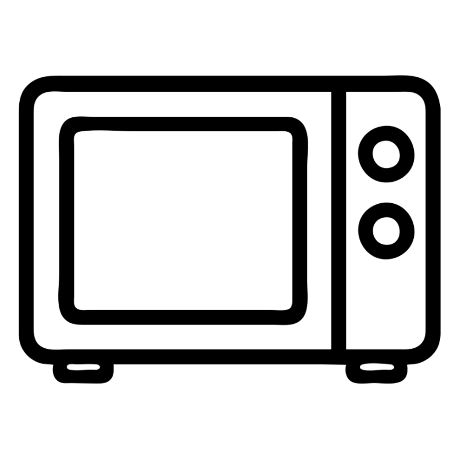 microwave icon, flat color style, bold outline, minimal details sticker