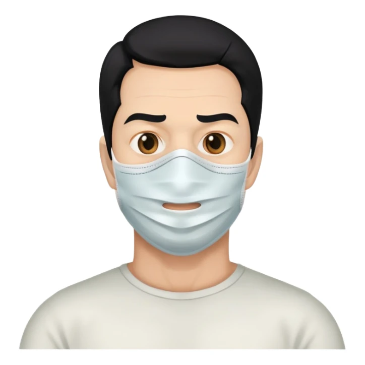 full face mask, shoulders, black hair, creepy man, 50 years old sticker