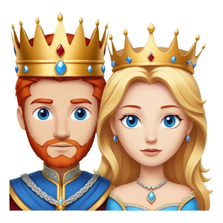 Red hair king, blonde queen, blue eyes sticker