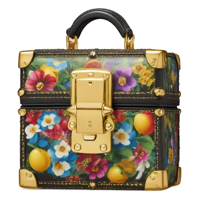 Dolce and Gabbana small box bag with colourful print and golden detais  sticker