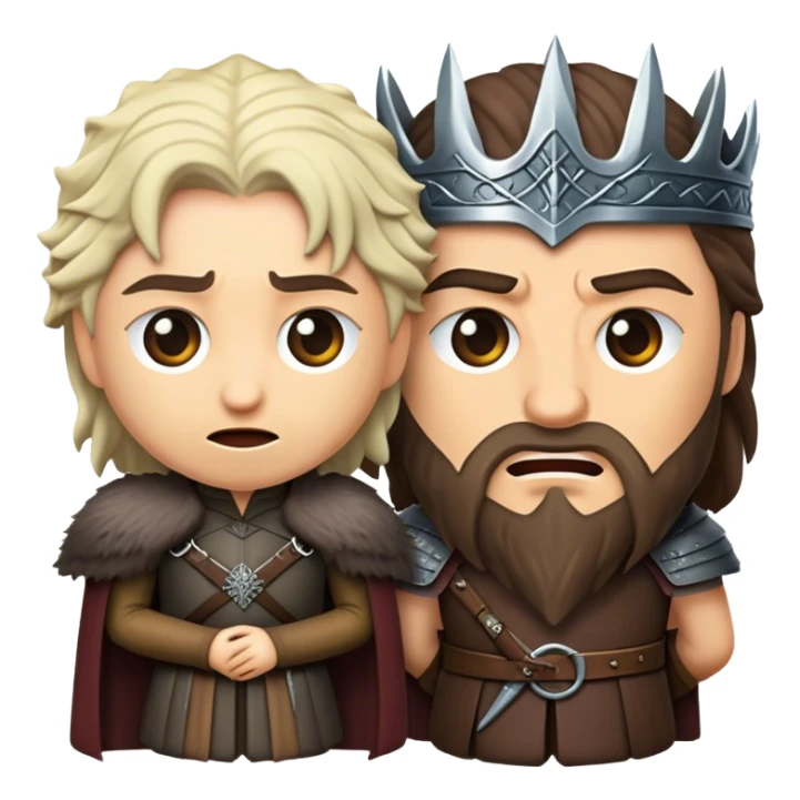 Cinematic Realistic Game of Thrones Pop Culture Emoji, featuring a dramatic, epic portrayal inspired by the fantasy series rendered with rich textures and cinematic lighting. sticker