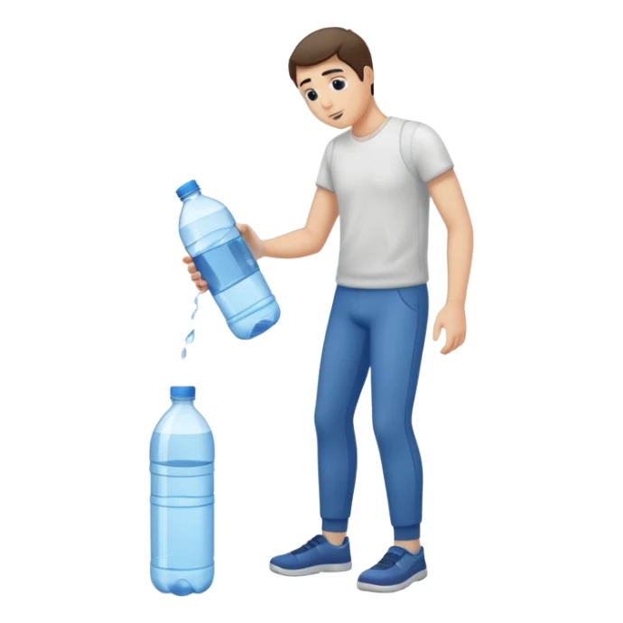 man full body emptying in the floor a bottle of water sticker