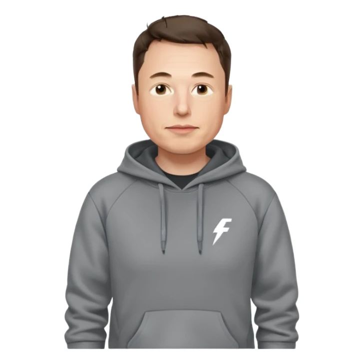 elon musk in gray hoodie full height sticker