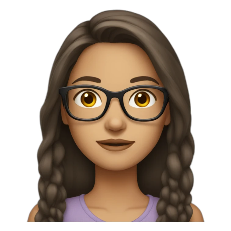 Brunette girl with long hair wearing glasses sticker