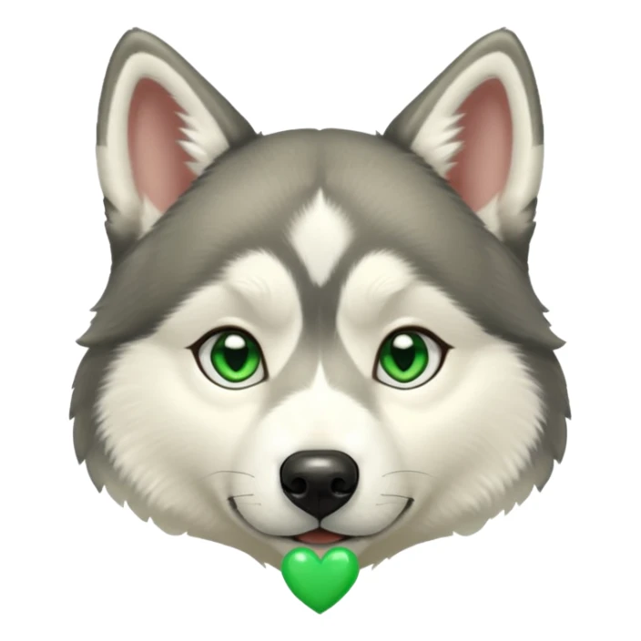 husky with green hearts shining in its eyes sticker