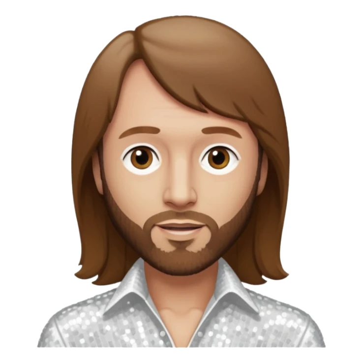 Maurice Gibb from Bee Gees with long brown hair, white sequin outfit  sticker