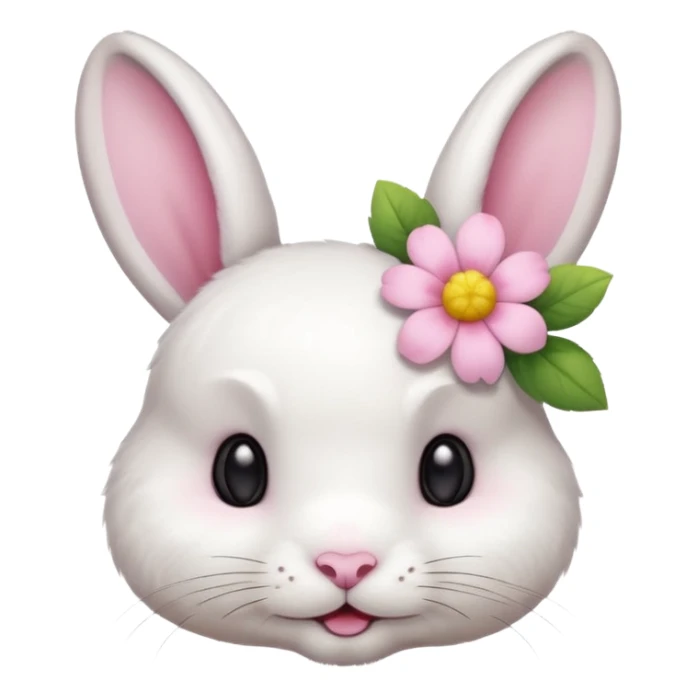 a cute white short haired rabbit head with a light yellow flower on its ears sticker
