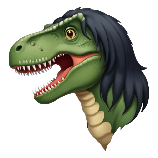 tiranossaur with long black hair sticker