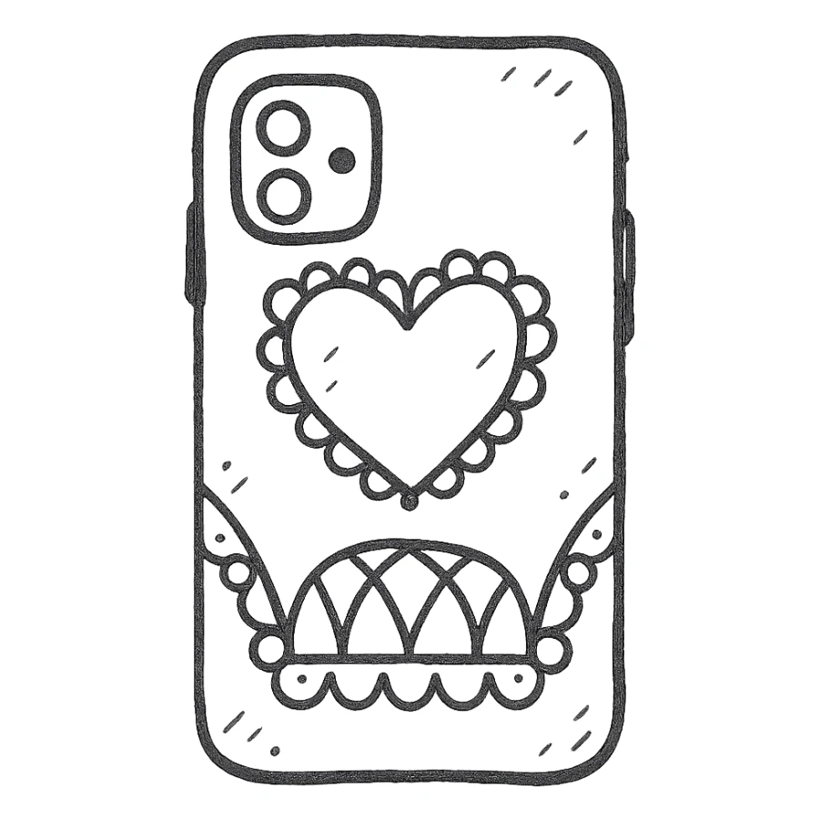 pink and black gothic phone case, sketchy, whimsical, gothic lace accents, matches gothic purse sticker