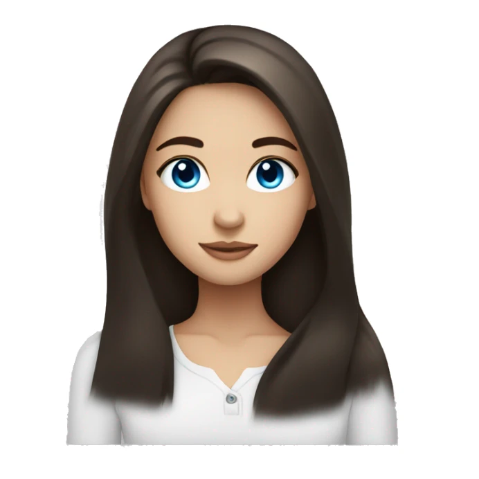 a pretty girl with long dark brown hair and blue eyes  sticker