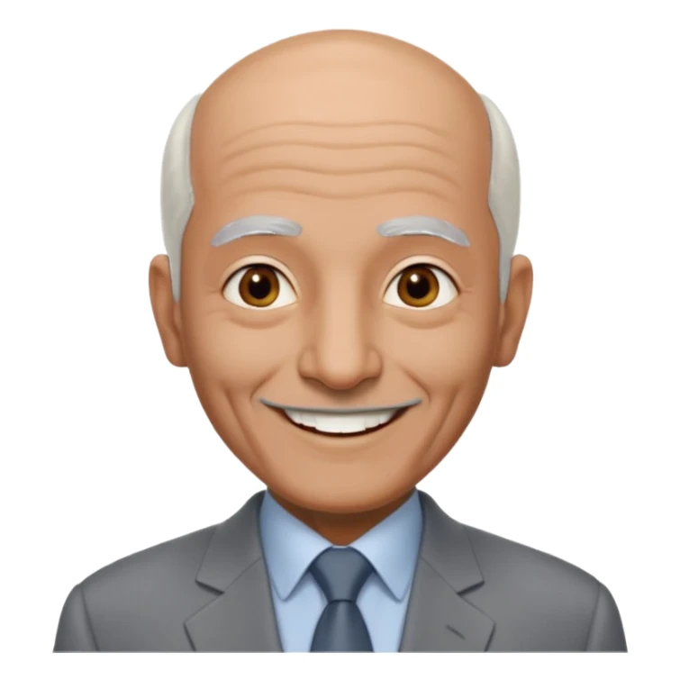 70 yr old man, almost bald, some white hair, pakistani, light grey business suit, big smile, dark skin, no facial hair, less hair
 sticker
