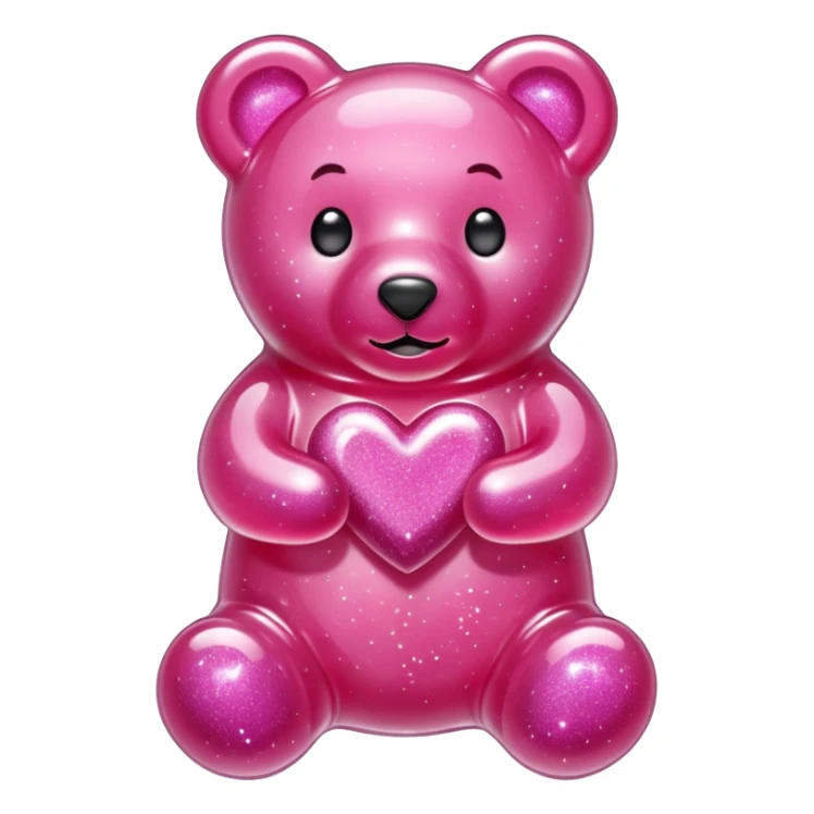 transparent pink gummy bear heart glitters pink sticker