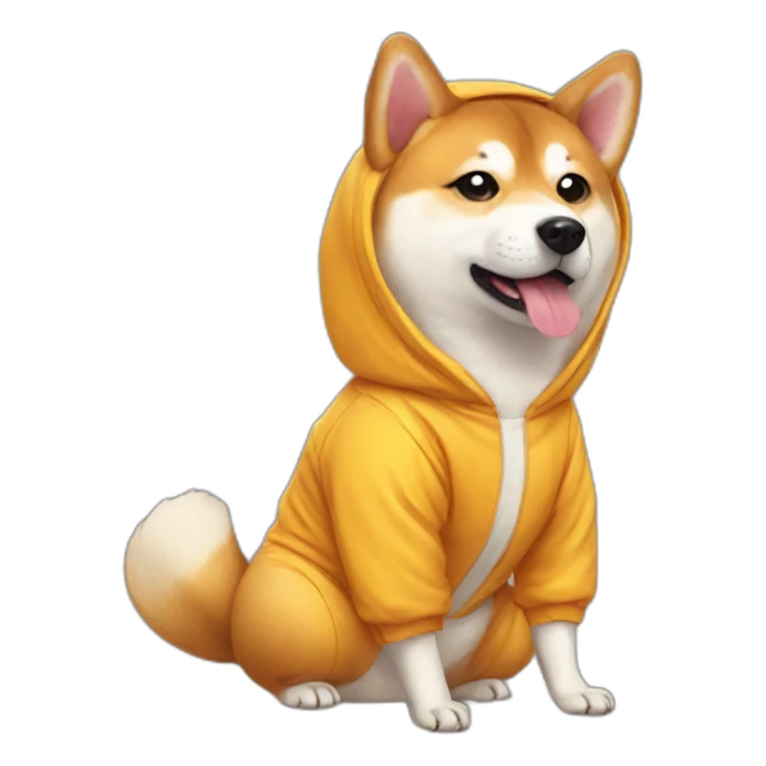 shiba wearing a hamster onesie  sticker