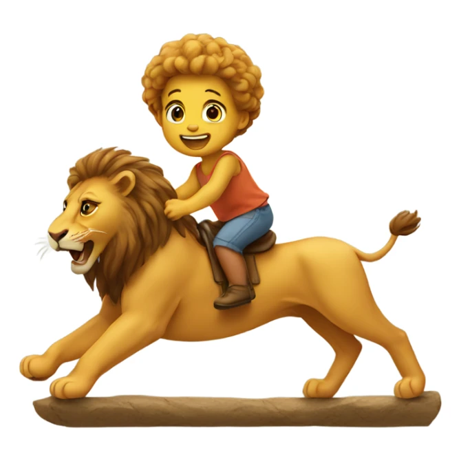 baby riding a lion sticker