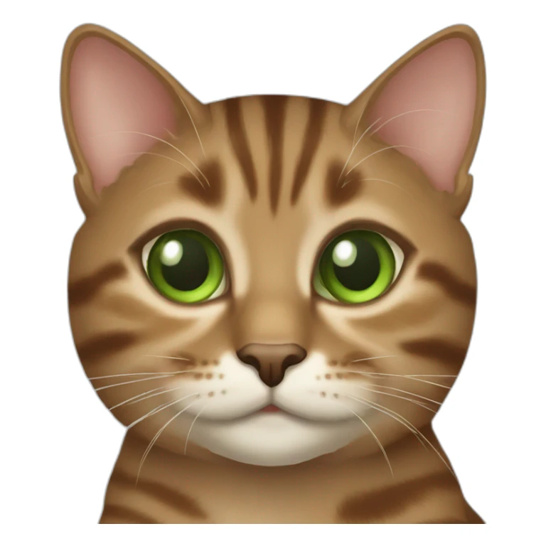Dark Marron tabby cat Green eyes, beige mouth sticker