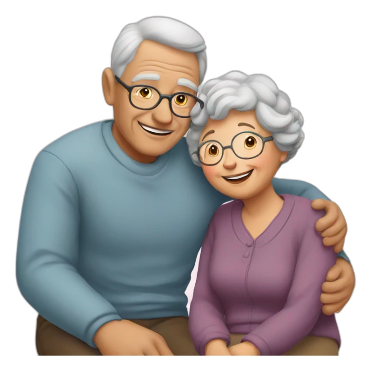 Granny in love with grandfather sticker