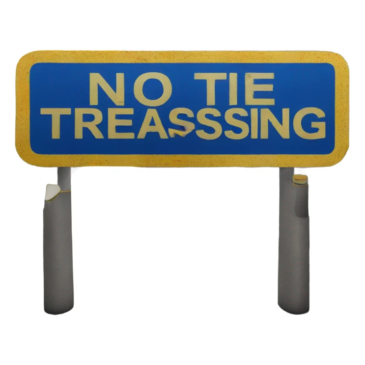 A "No Trespassing" sign on a road sticker
