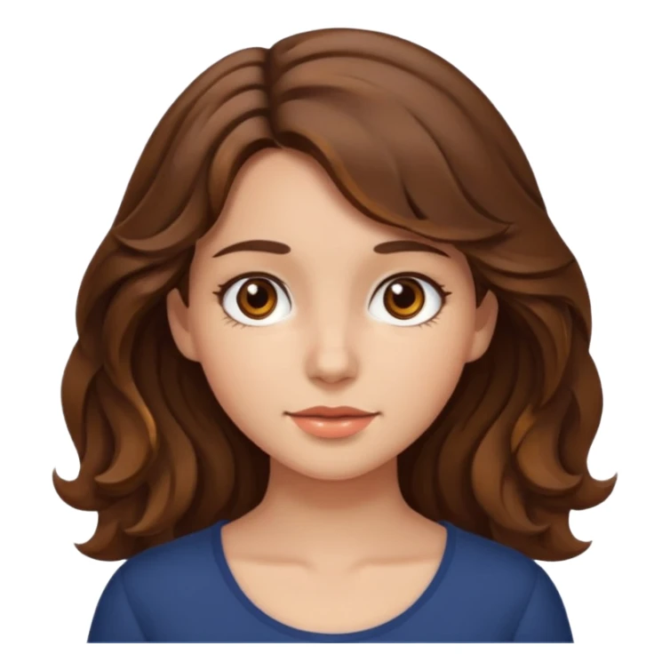 fille brune cheveux mi longs ondulés yeux martrons sticker