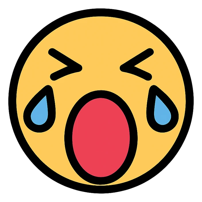screaming face icon with color outline sticker
