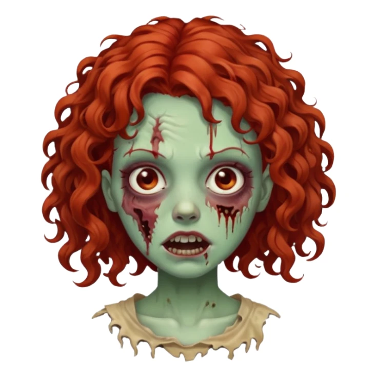 girl zombie with curly red hair  sticker