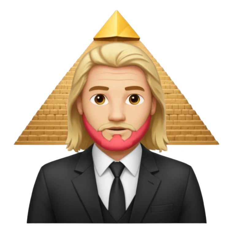 male blond long hair agent with short beard in egypt with pyramid. bit more fat sticker