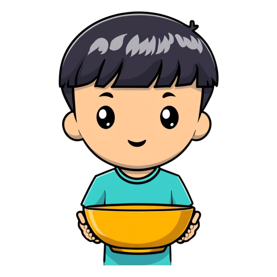 boy with bowl haircut sticker