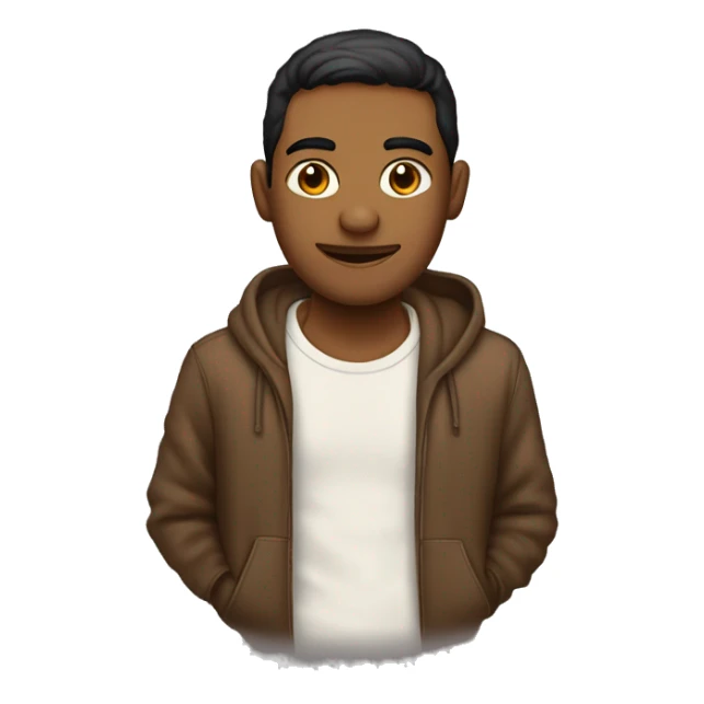 chico con sudadera, ojos marrones y fondo balnco sticker